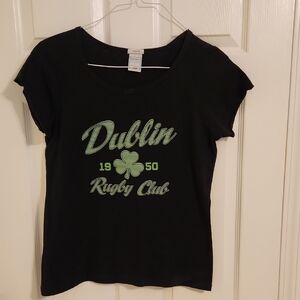 Old Navy Black and Green Dublin Rugby Club Tee